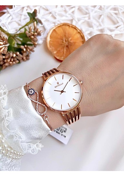 BLKT.2.615 Revello Elite Model Bronz/rose Özel Renk 30 mt Su Geçirmez+Bileklik Lady Wristwatch fiyatları