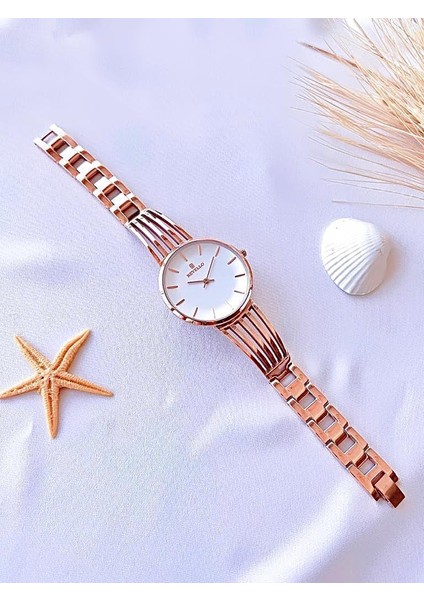 BLKT.2.615 Revello Elite Model Bronz/rose Özel Renk 30 mt Su Geçirmez+Bileklik Lady Wristwatch fırsatları