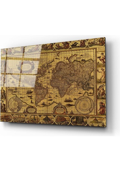 Dünya Haritası 32 Cam Tablo