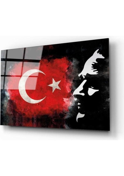 Atatürk Silüet 4 mm Temperli Cam Tablo