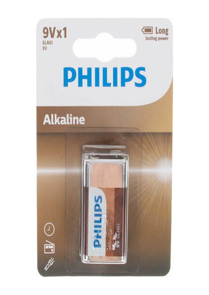 Philips Pil Alkaline 9V X1 6LR61A1B/10 8028 8022
