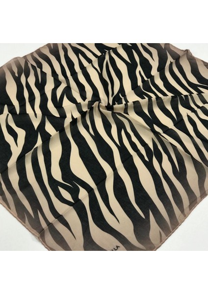 Soft Pamuk Siyah Zebra Desen Kadın Eşarp