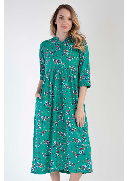 Pamuklu Kadın P.modal 3/4kol Tamamı Düğmeli Elbıse