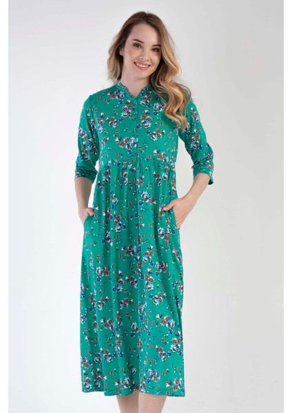 Pamuklu Kadın P.modal 3/4kol Tamamı Düğmeli Elbıse fiyatları