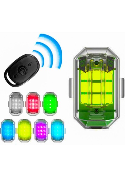 Kumandalı Mini LED Flashlı 7 Renk Rgb USB Şarjlı Araba Motosiklet Bisiklet Drone Uyumlu
