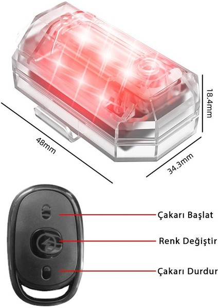 Kumandalı Mini LED Flashlı 7 Renk Rgb USB Şarjlı Araba Motosiklet Bisiklet Drone Uyumlu fiyatları