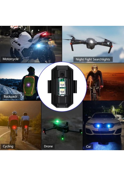 Oto Aksesuarcım Mini LED Flash 7 Renk Rgb USB Şarjlı Araba Motosiklet Bisiklet Drone Uyumlu