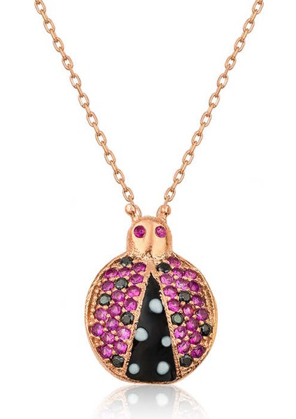 Gümüş Uğur Böceği Bayan Kolye