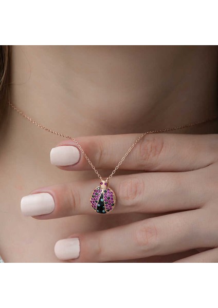 Gümüş Uğur Böceği Bayan Kolye modelleri