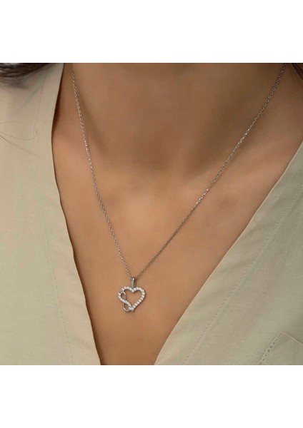 Gümüş Kalpli Sonsuzluk Bayan Kolye modelleri