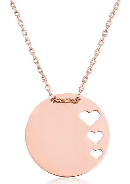 Gümüş Rose Çember Kalp Kadın Kolye