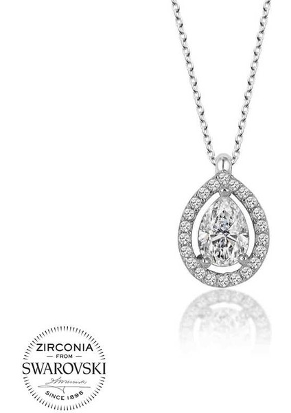 Swarovski Taşlı Gümüş Tektaş Bayan Kolye