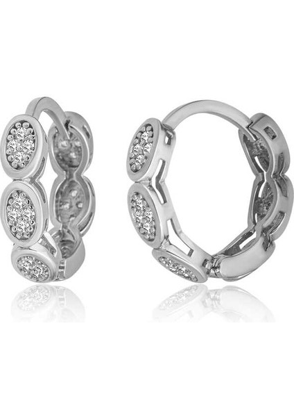 Gümüş Zirkon Taşlı Halka Kadın Küpe