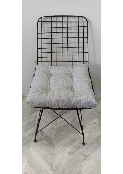 Pofidik Eco Gri Siyah Kare Sandalye Minderi 40X40 cm