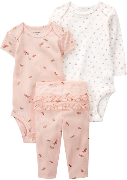 Kız Bebek 3'lü Alt Üst Set Pembe
