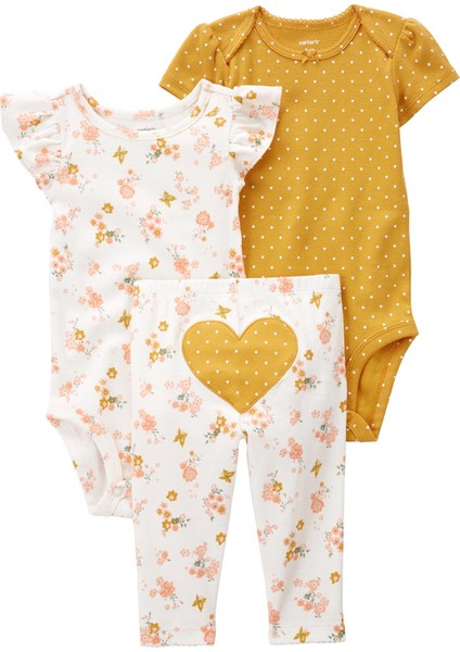 Kız Bebek 3'lü Alt Üst Set Sarı