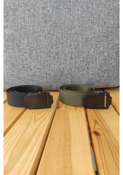 Metal Tokalı Taktik Bez(Kolon) Kemer Siyah ve Haki Renk 2 Adet fiyatları