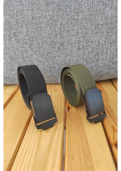 Metal Tokalı Taktik Bez(Kolon) Kemer Siyah ve Haki Renk 2 Adet modelleri