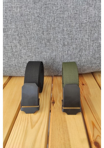 Metal Tokalı Taktik Bez(Kolon) Kemer Siyah ve Haki Renk 2 Adet fırsatları