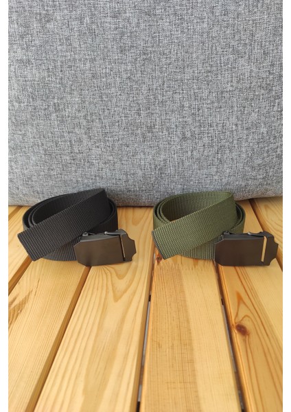 Metal Tokalı Taktik Bez(Kolon) Kemer Siyah ve Haki Renk 2 Adet indirimleri