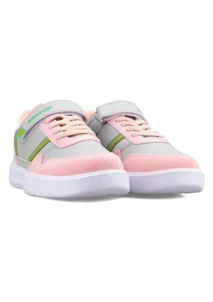 B147 Cırtlı Phlon Hafif Taban Çocuk Spor Ayakkabı Gri Pembe