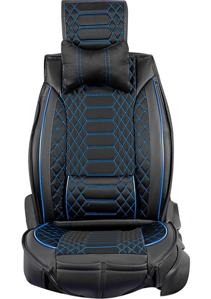 Fresh Start volkswagen Bora Uyumlu Lüx Deri Oto Koltuk Kılıfı Ön Arka Takım Royal Serisi Siyah Mavi modelleri