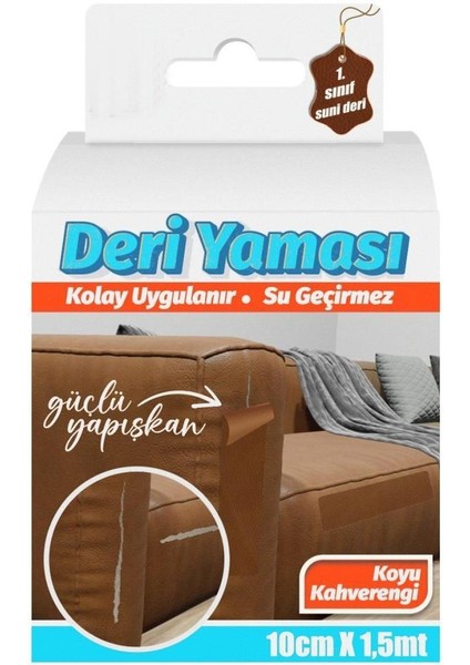 Deri Yaması Kendinden Yapışkanlı Kolay Uygulanır Su Geçirmez 10 cm x 1,5 Metre-Koyu Kahve