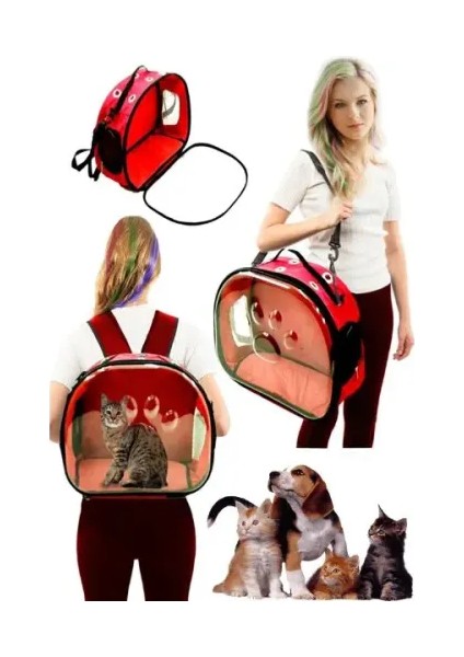 Evcil Hayvan Taşıma Çantası Kırmızı