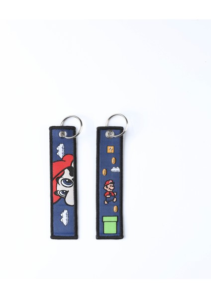 Super Mario Çift Taraflı Dokuma Kumaş Anahtarlık