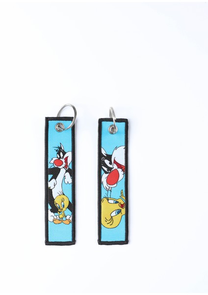 Tweety Çift Taraflı Dokuma Kumaş Anahtarlık