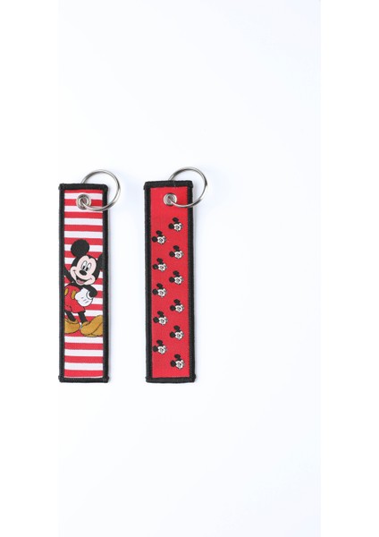 Mickey Mouse Çift Taraflı Dokuma Kumaş Anahtarlık