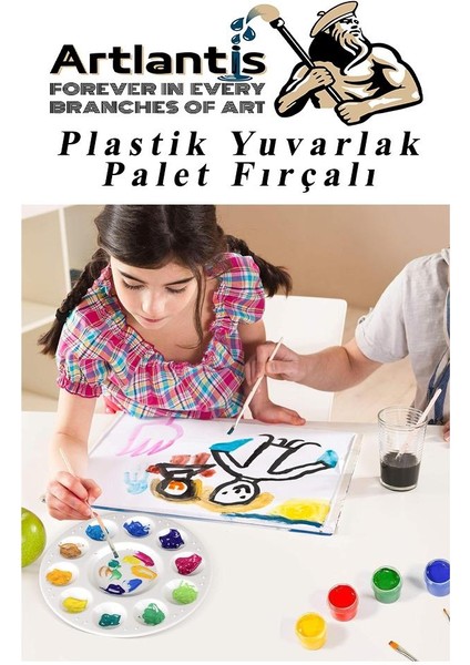 Yuvarlak Resim Paleti Fırçalı 1 Paket 10 Hazneli Boya Paleti Sanatsal Boyalar Için Palet Akrilik Boya Yağlı Boya Guaj Boya Fırçalı