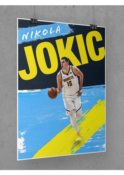 Nikola Jokic Poster 45X60CM Nba Basketbol Afiş - Kalın Poster Kağıdı Dijital Baskı