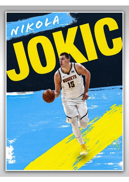 Nikola Jokic Poster 45X60CM Nba Basketbol Afiş - Kalın Poster Kağıdı Dijital Baskı