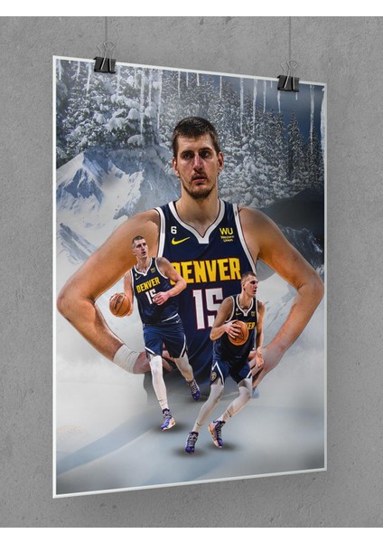 Nikola Jokic Poster 45X60CM Nba Basketbol Afiş - Kalın Poster Kağıdı Dijital Baskı