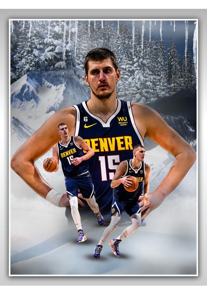 Nikola Jokic Poster 45X60CM Nba Basketbol Afiş - Kalın Poster Kağıdı Dijital Baskı