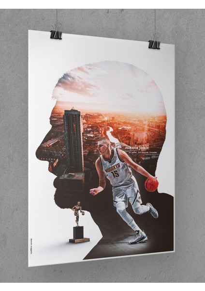 Nikola Jokic Poster 45X60CM Nba Basketbol Afiş - Kalın Poster Kağıdı Dijital Baskı