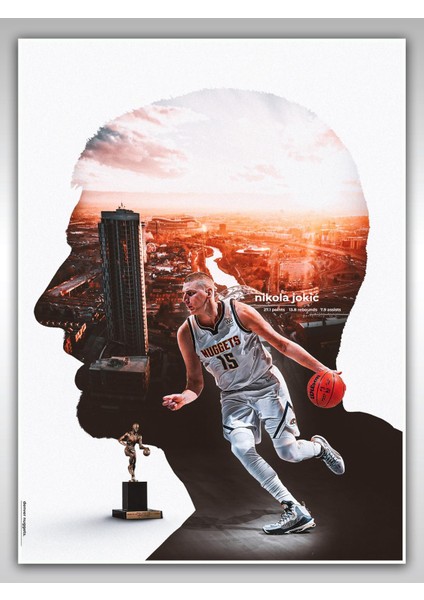 Nikola Jokic Poster 45X60CM Nba Basketbol Afiş - Kalın Poster Kağıdı Dijital Baskı