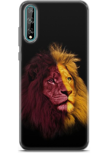 Huawei P Smart S Uyumlu Kılıf Hd Baskılı Kılıf - Sarı Kırmızı Aslan