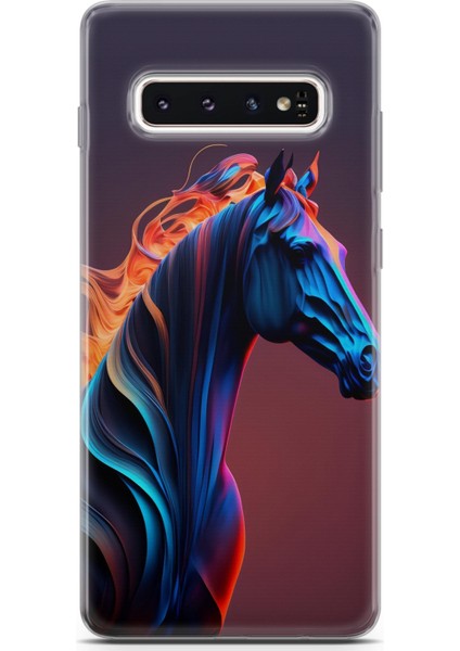 Samsung Galaxy S10 Uyumlu Kılıf Hd Baskılı Kılıf - Renkli At