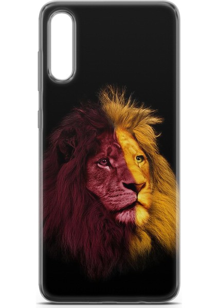 Samsung Galaxy A70 Uyumlu Kılıf Hd Baskılı Kılıf - Sarı Kırmızı Aslan