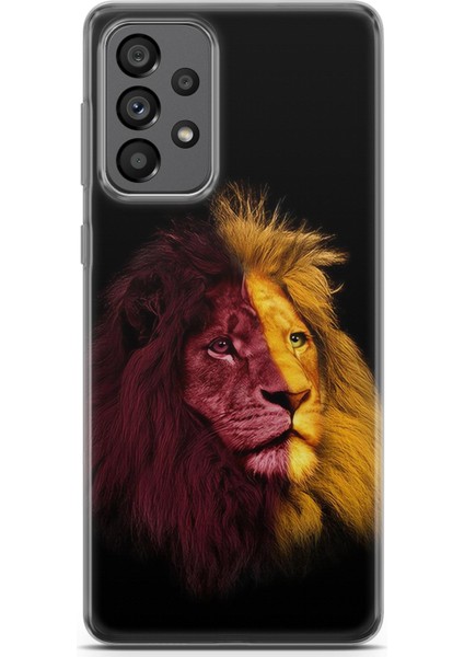 Samsung Galaxy A73 5g Uyumlu Kılıf Hd Baskılı Kılıf - Sarı Kırmızı Aslan
