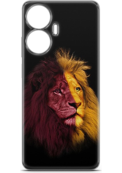 Realme C55 Uyumlu Kılıf Hd Baskılı Kılıf - Sarı Kırmızı Aslan fiyatları