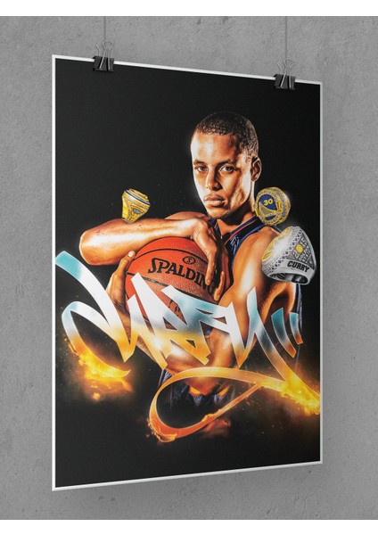 Stephen Curry Poster 45X60CM Nba Basketbol Afiş - Kalın Poster Kağıdı Dijital Baskı