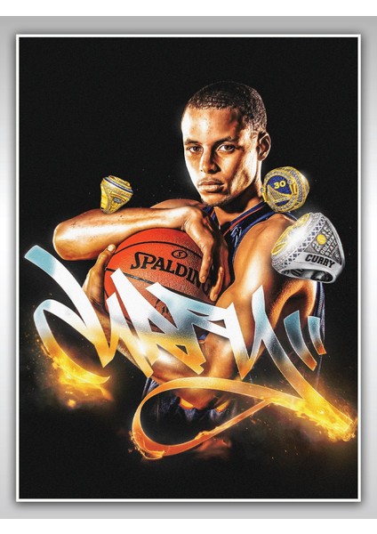 Stephen Curry Poster 45X60CM Nba Basketbol Afiş - Kalın Poster Kağıdı Dijital Baskı