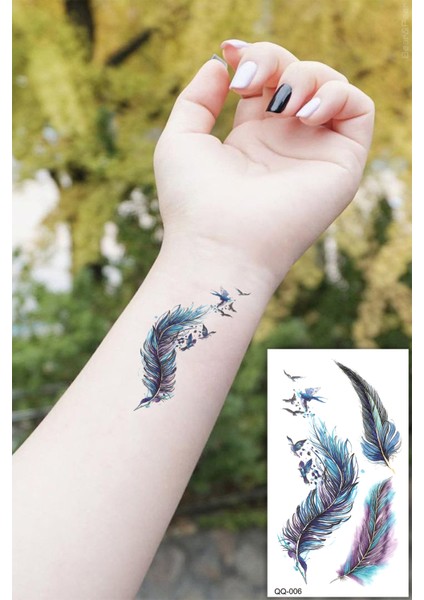 Kuş Tüyü Mini Tattoo Renkli Geçici Dövme