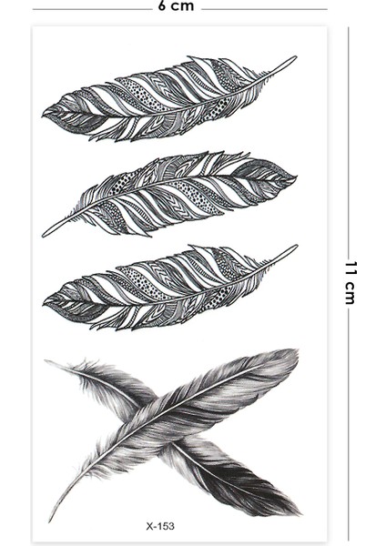 Gerçekçi Kuş Tüyü Geçici Dövme Unisex Tattoo