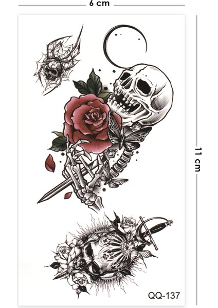 Descent Kuru Kafa ve Örümcek Geçici Dövme Mini Tattoo