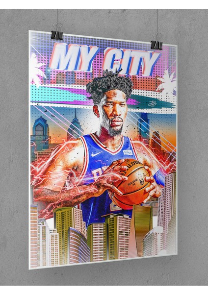 Joel Embiid Poster 45X60CM Nba Basketbol Afiş - Kalın Poster Kağıdı Dijital Baskı