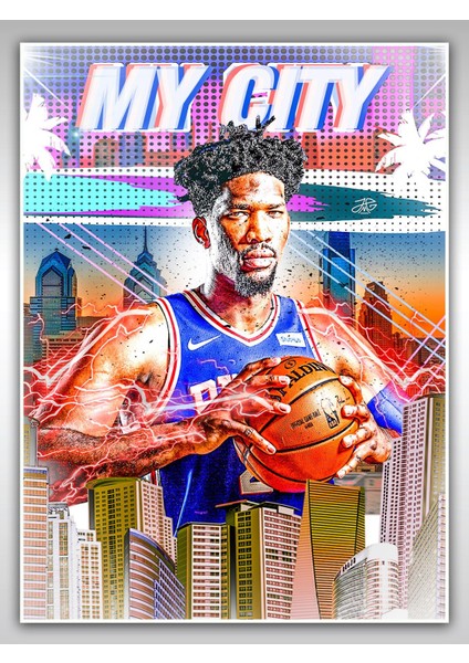 Joel Embiid Poster 45X60CM Nba Basketbol Afiş - Kalın Poster Kağıdı Dijital Baskı